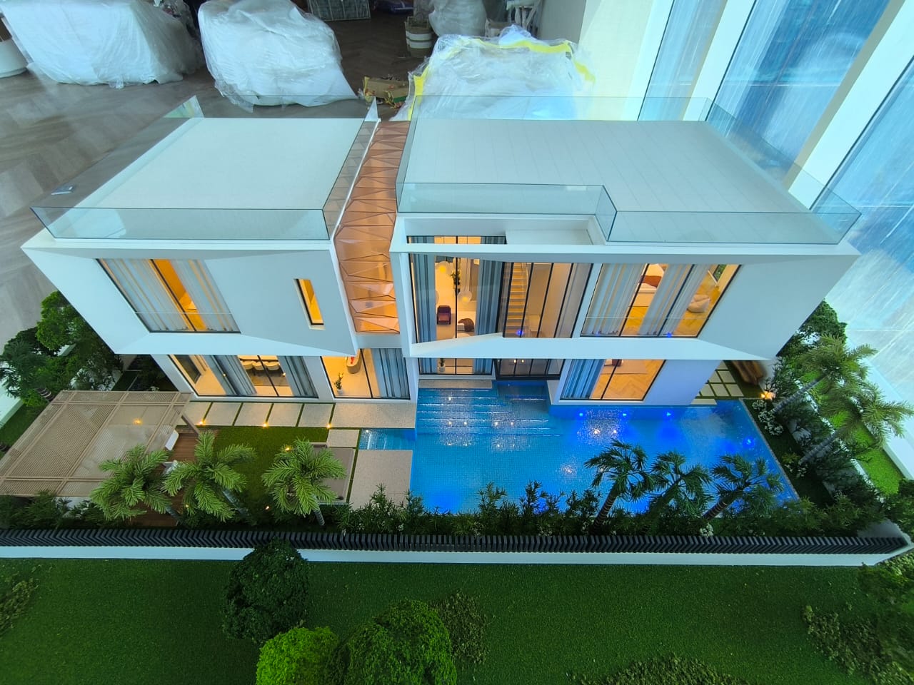 Architectural scale model close-up view